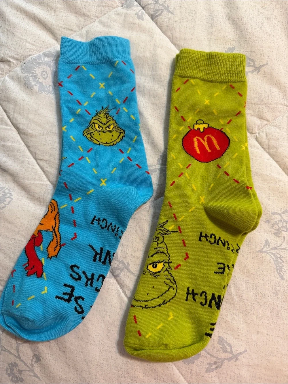Dr. Seuss Grinch Crew Socks - Bright Blue & Lime Green